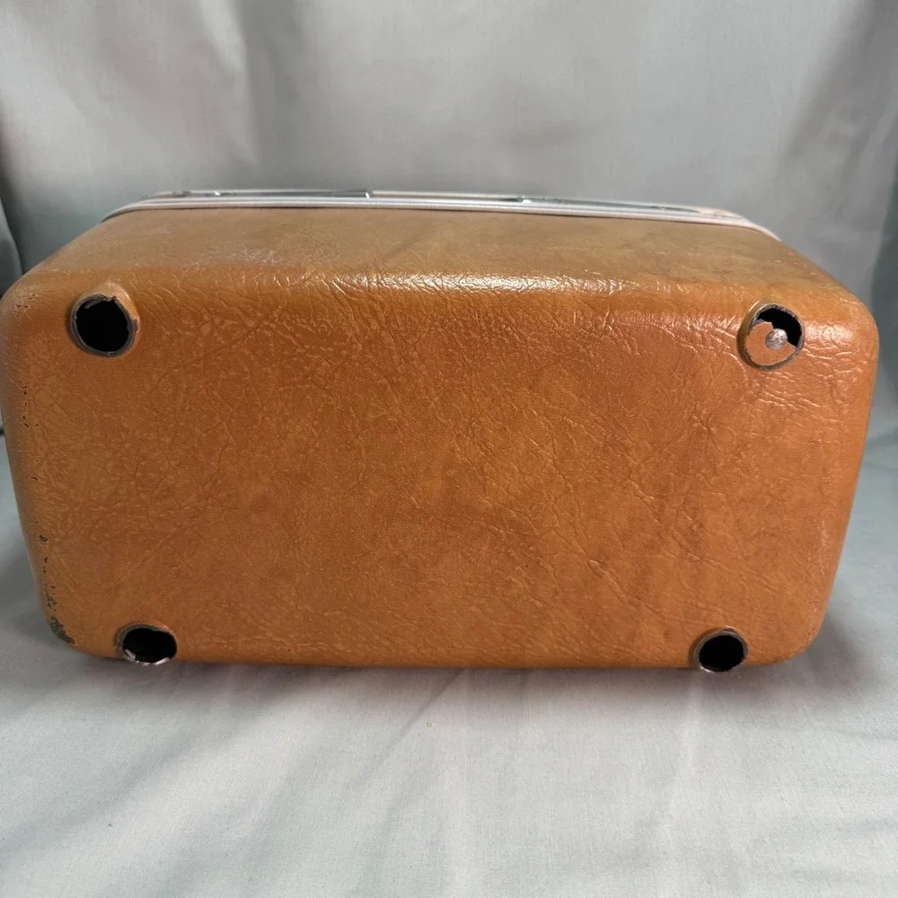 Vintage 1970s Samsonite Train Case Caramel Brown Hardshell Cosmetic Working Prop